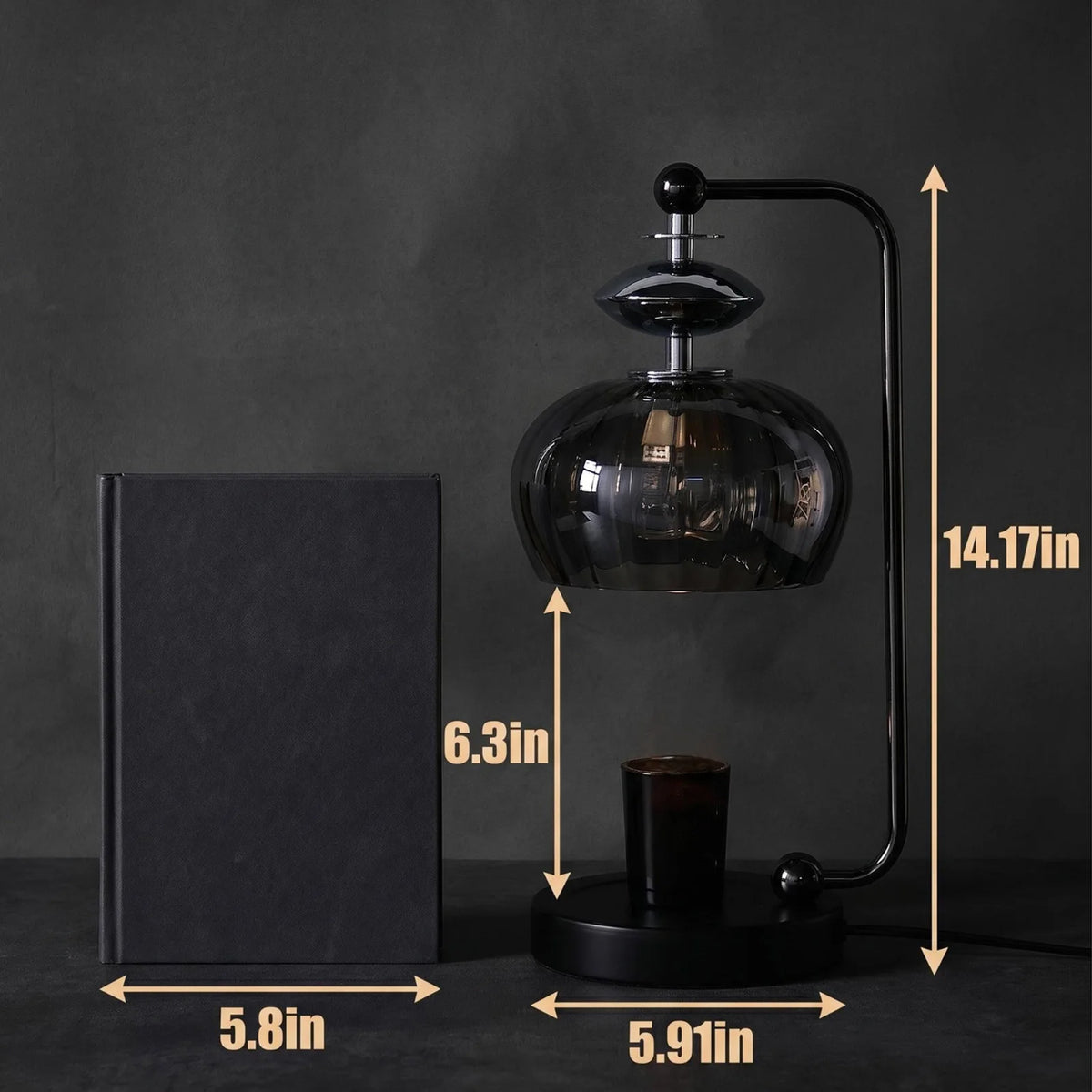Candle Warmer Lamp with Smoky Glass Shade