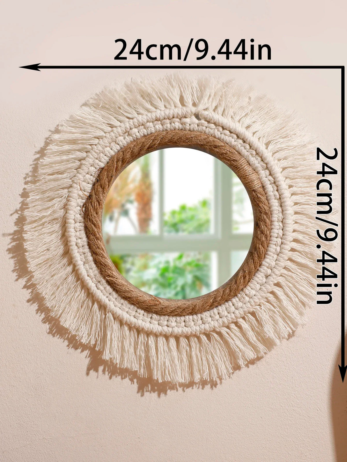 Boho Macrame Round Wall Mirror