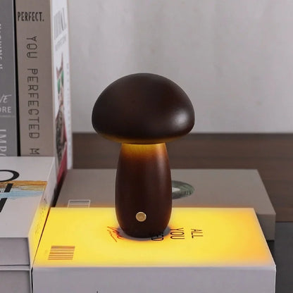 Wooden Mushroom LED Table Lamp