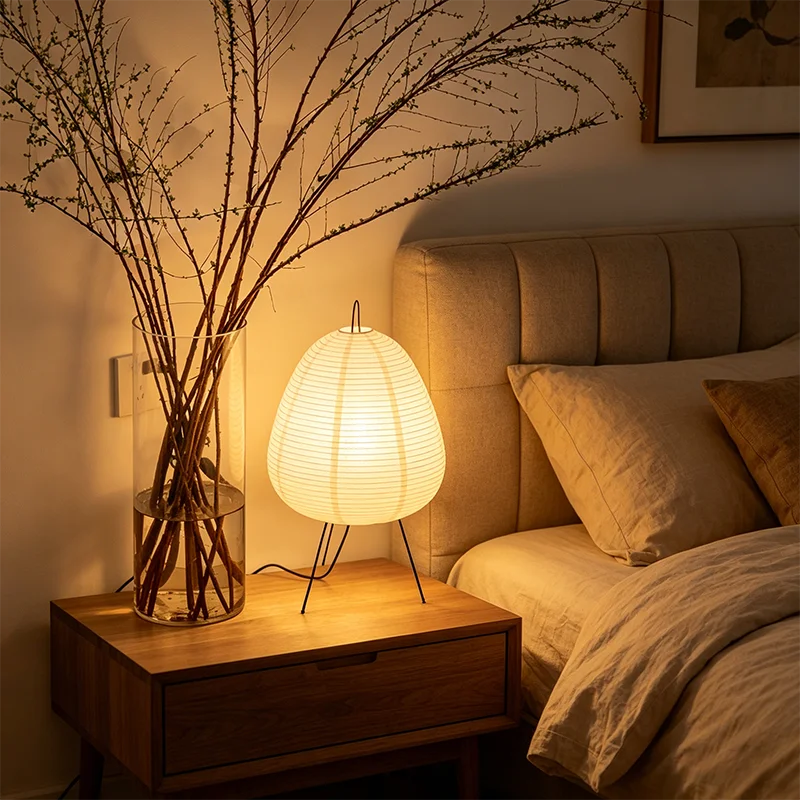 Wabi-Sabi Rice Paper Lantern Table Lamp