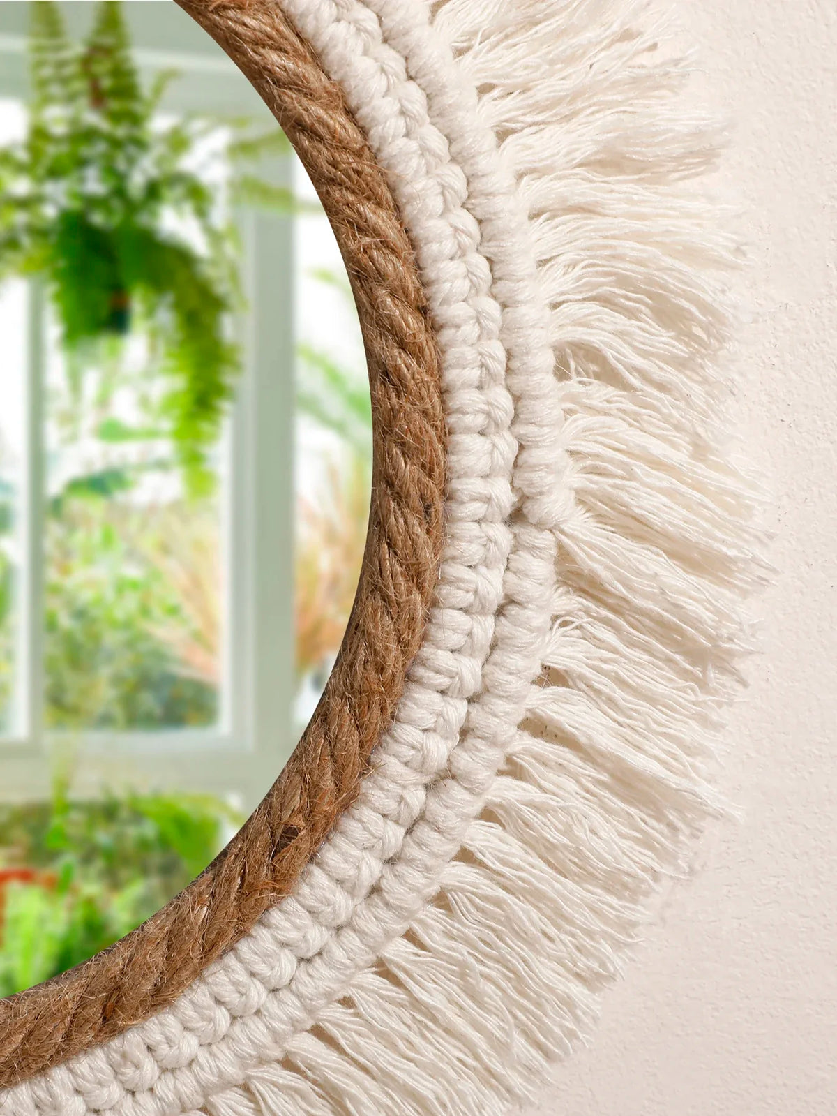 Boho Macrame Round Wall Mirror
