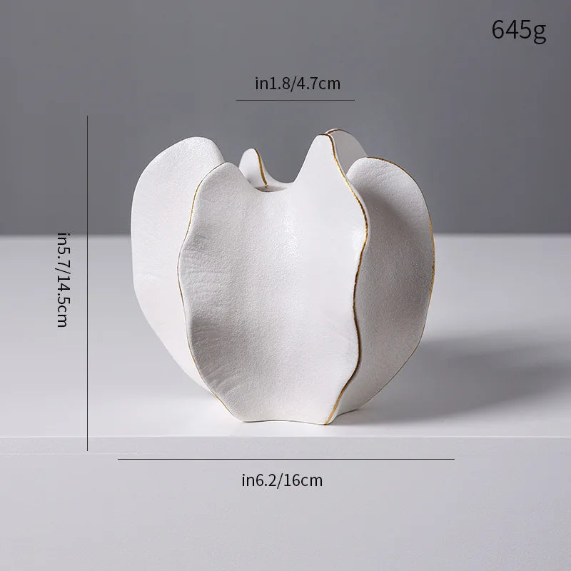 Ribbed Carambola Ceramic Vase