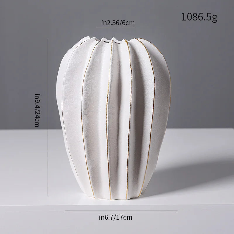 Ribbed Carambola Ceramic Vase