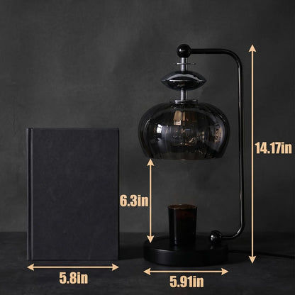 Candle Warmer Lamp with Smoky Glass Shade