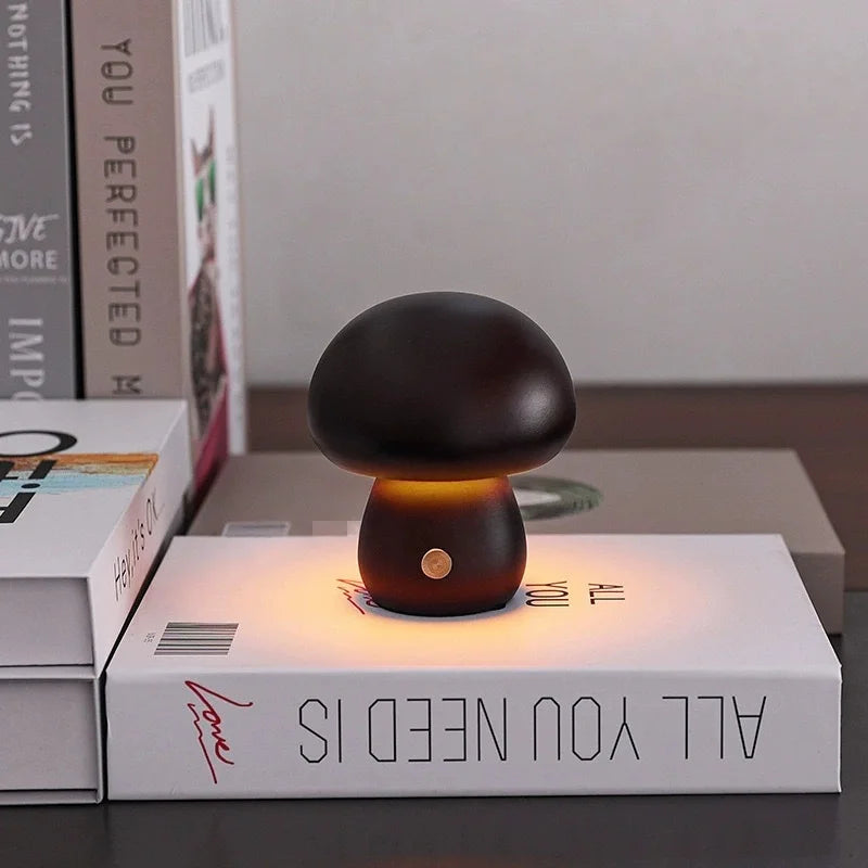Wooden Mushroom LED Table Lamp