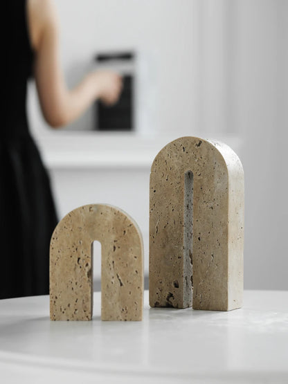 Travertine Arch Bookends – Natural Stone