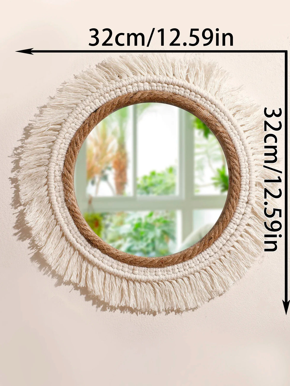Boho Macrame Round Wall Mirror