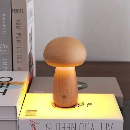 Wooden Mushroom LED Table Lamp