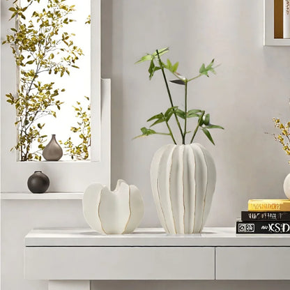 Ribbed Carambola Ceramic Vase