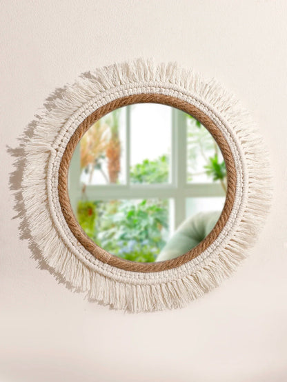 Boho Macrame Round Wall Mirror