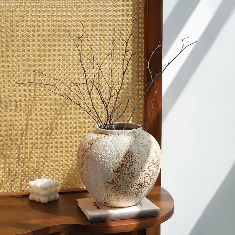 Mottled Wabi-Sabi Ceramic Jar Vase