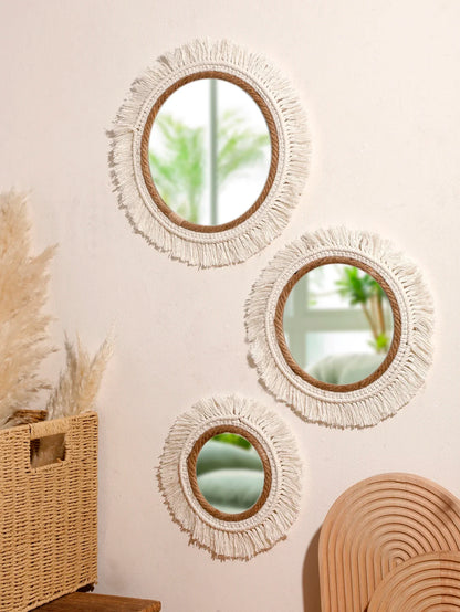Boho Macrame Round Wall Mirror