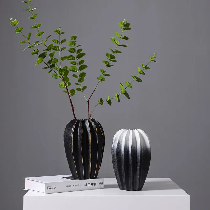 Ribbed Carambola Ceramic Vase