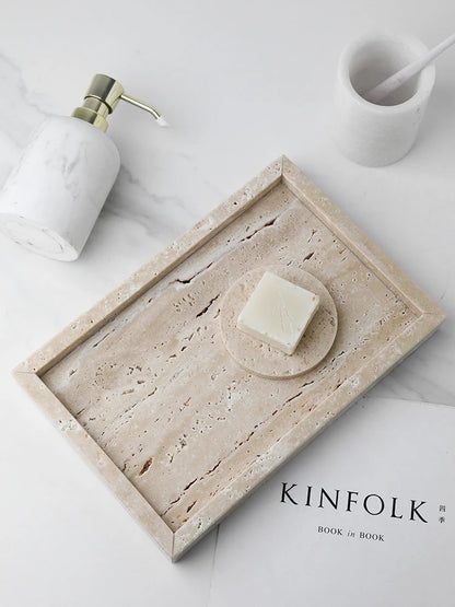 Natural Travertine Stone Vanity Tray