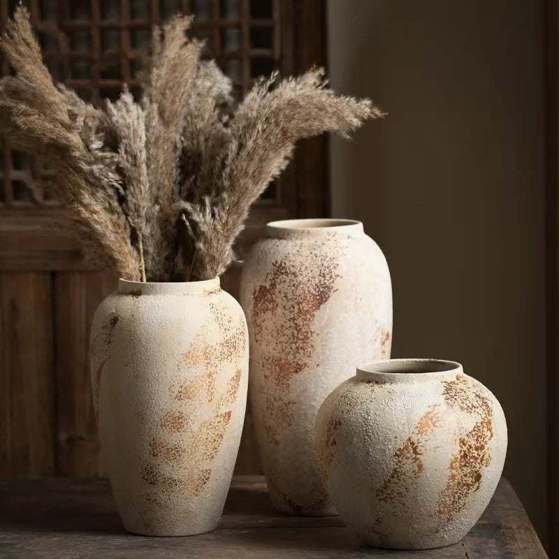 Mottled Wabi-Sabi Ceramic Jar Vase