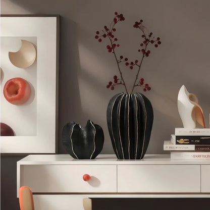 Ribbed Carambola Ceramic Vase