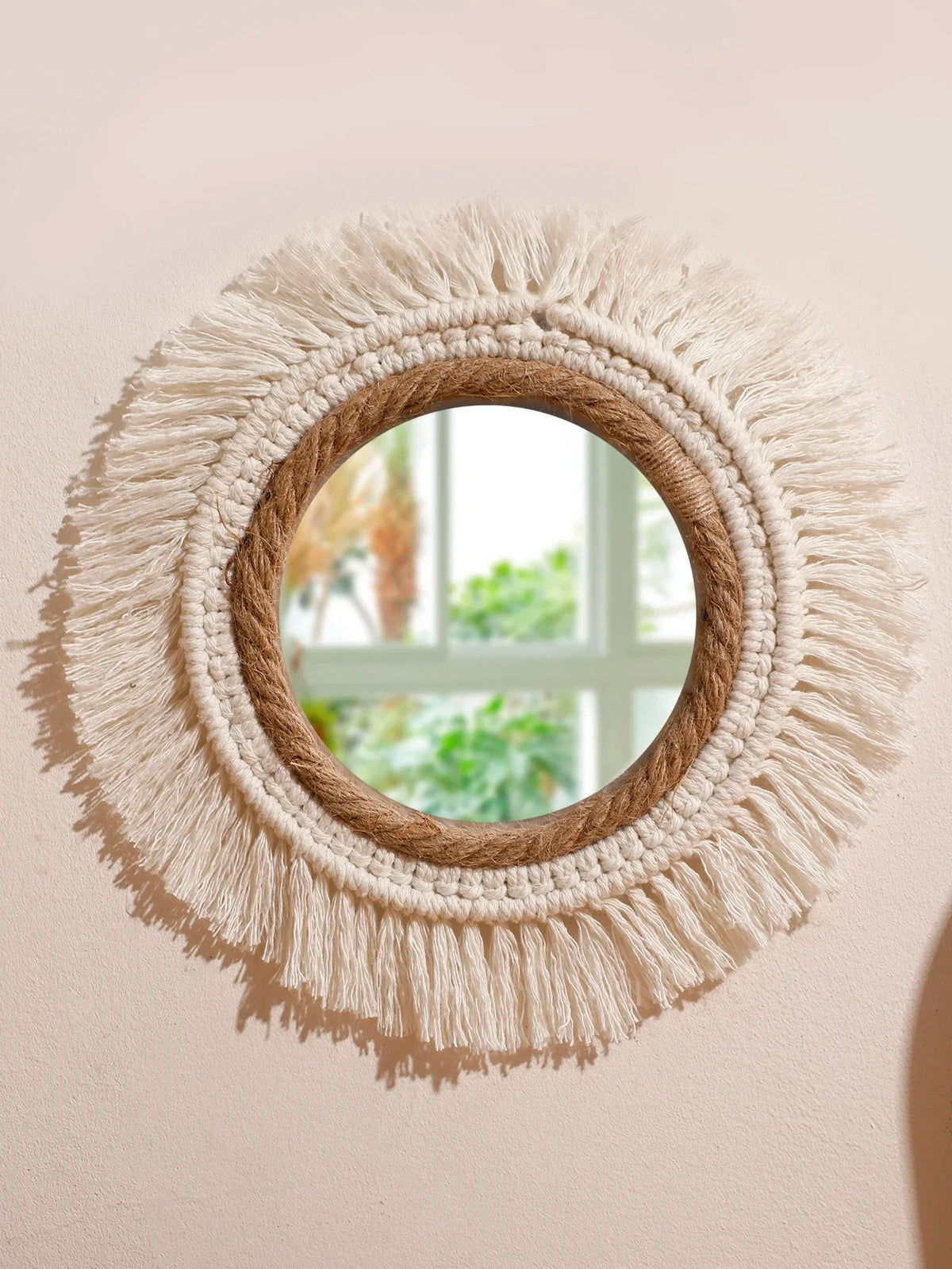 Boho Macrame Round Wall Mirror