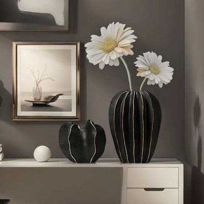 Ribbed Carambola Ceramic Vase