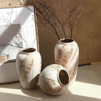Mottled Wabi-Sabi Ceramic Jar Vase