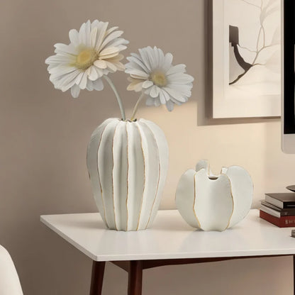 Ribbed Carambola Ceramic Vase