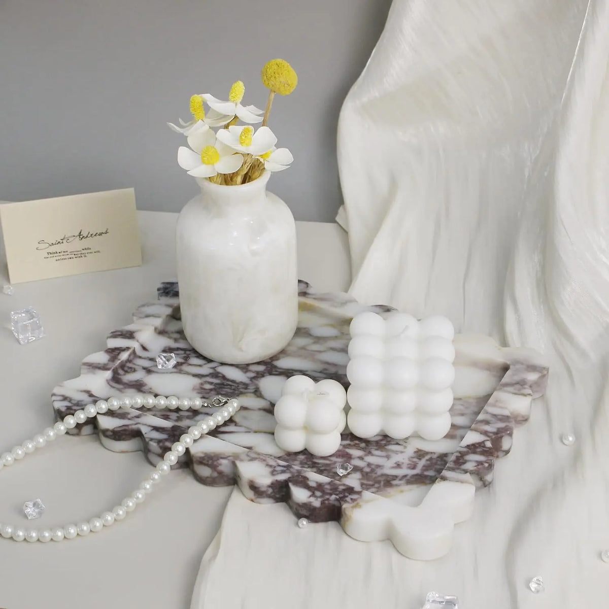 Scalloped Calacatta Viola Marble Tray