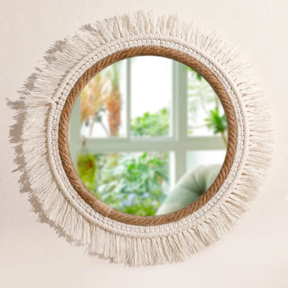 Boho Macrame Round Wall Mirror