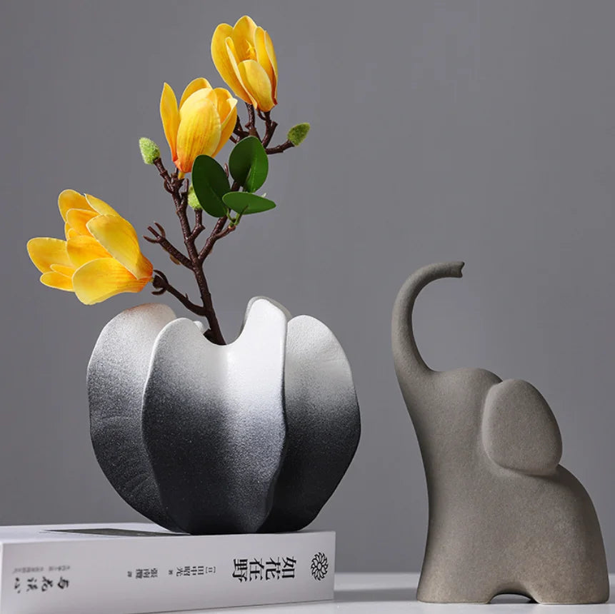 Ribbed Carambola Ceramic Vase
