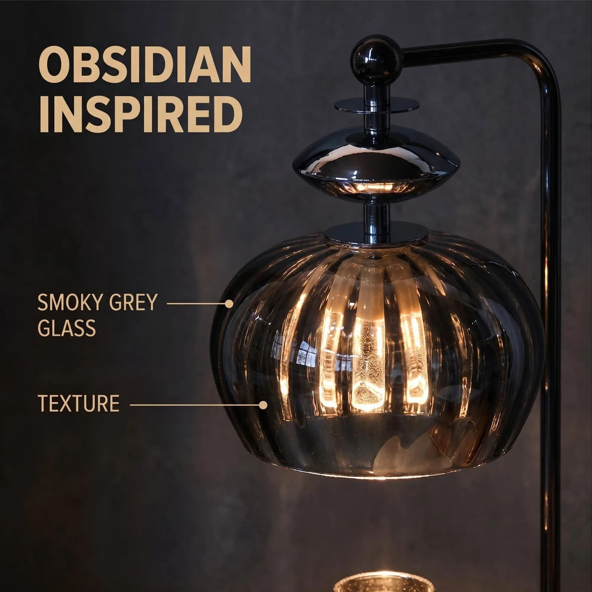 Candle Warmer Lamp with Smoky Glass Shade