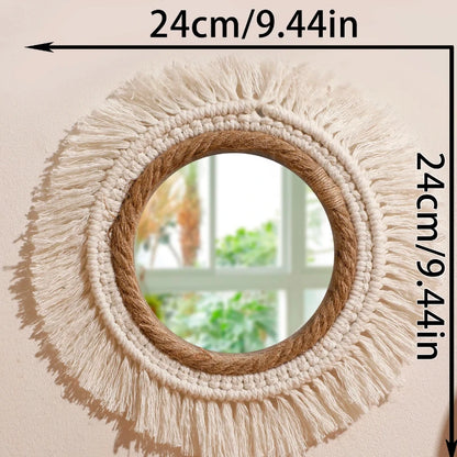 Boho Macrame Round Wall Mirror