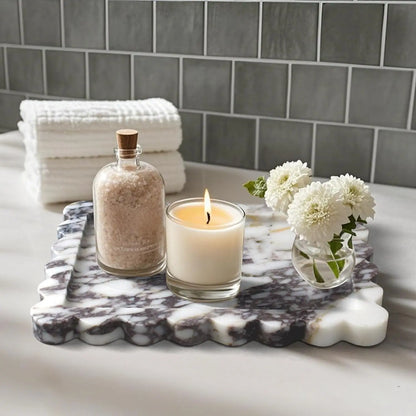 Scalloped Calacatta Viola Marble Tray