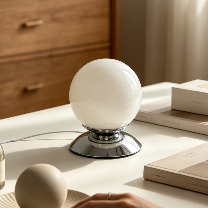 Glass Globe Table Lamp with Plinth Base