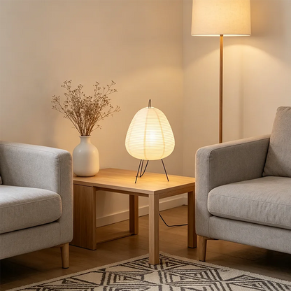 Wabi-Sabi Rice Paper Lantern Table Lamp
