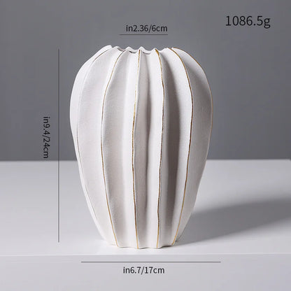 Ribbed Carambola Ceramic Vase