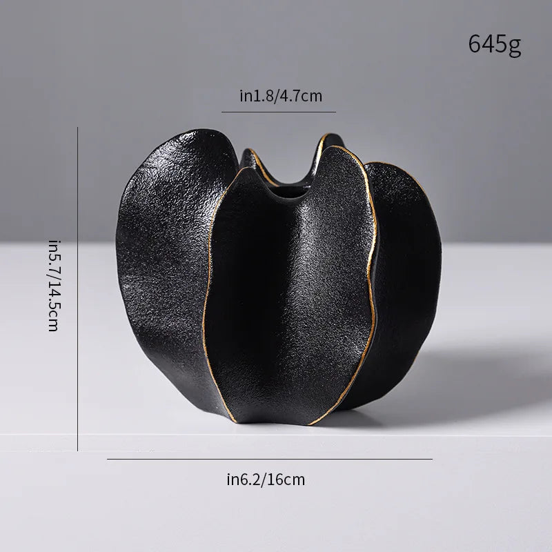 Ribbed Carambola Ceramic Vase