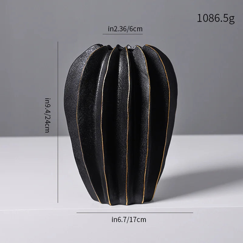 Ribbed Carambola Ceramic Vase