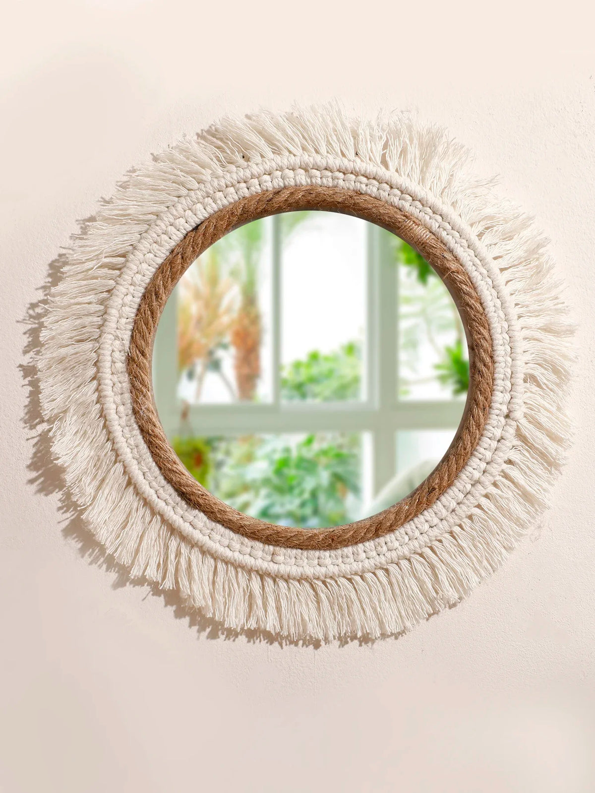Boho Macrame Round Wall Mirror