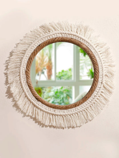 Boho Macrame Round Wall Mirror