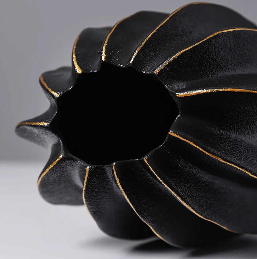 Ribbed Carambola Ceramic Vase
