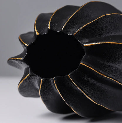 Ribbed Carambola Ceramic Vase