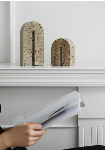 Travertine Arch Bookends – Natural Stone