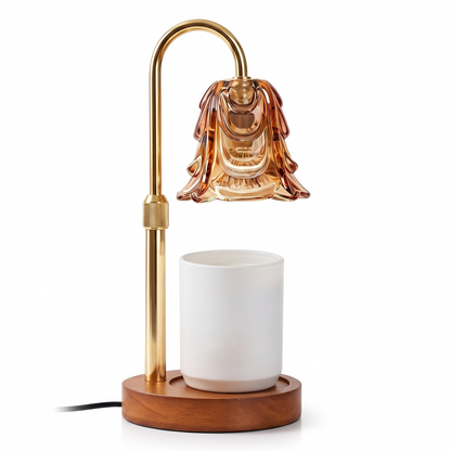 Amber flower candle warmer lamp on a white background