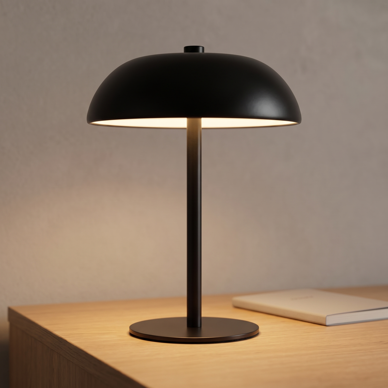 Polished Metal Cordless Mushroom Lamp
