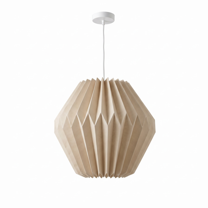 Folded paper pendant lampshade – Faceted Globe, on a white background