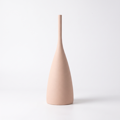 Handmade Morandi ceramic vase – Blush Bottle (30 cm), on a white background