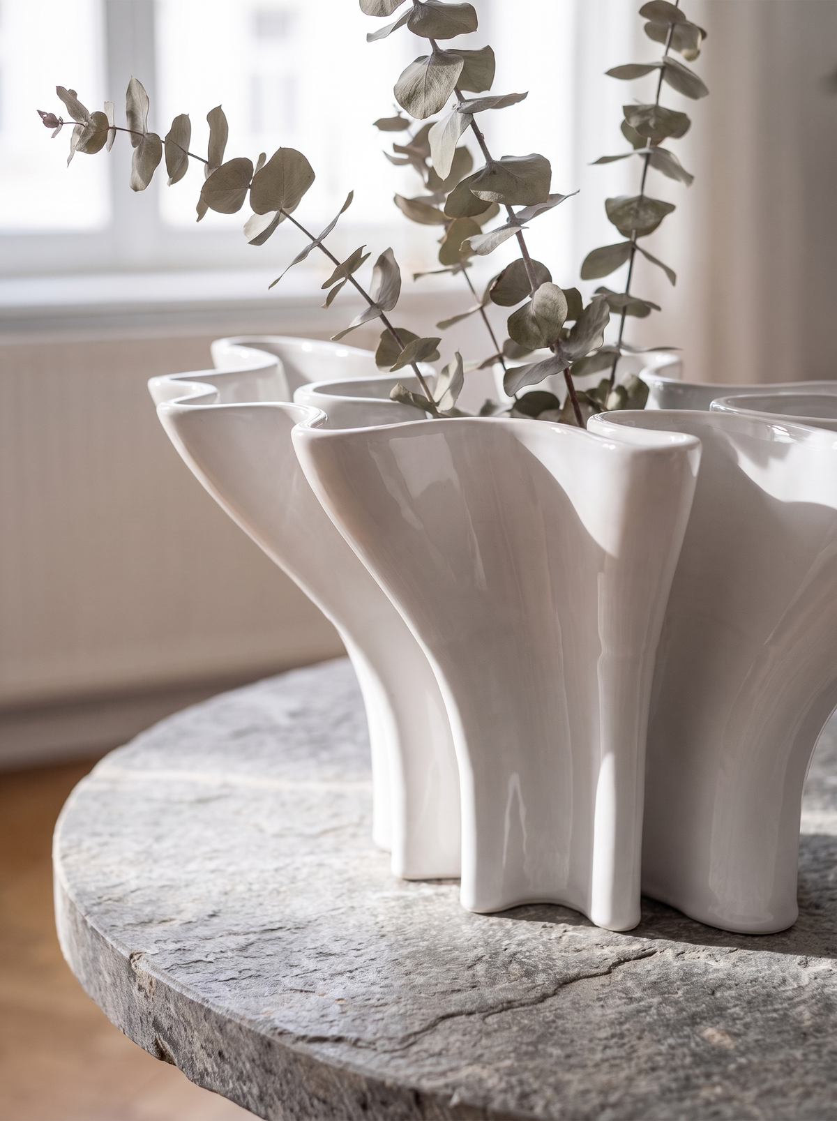 Close view of glazed ceramic vase finish