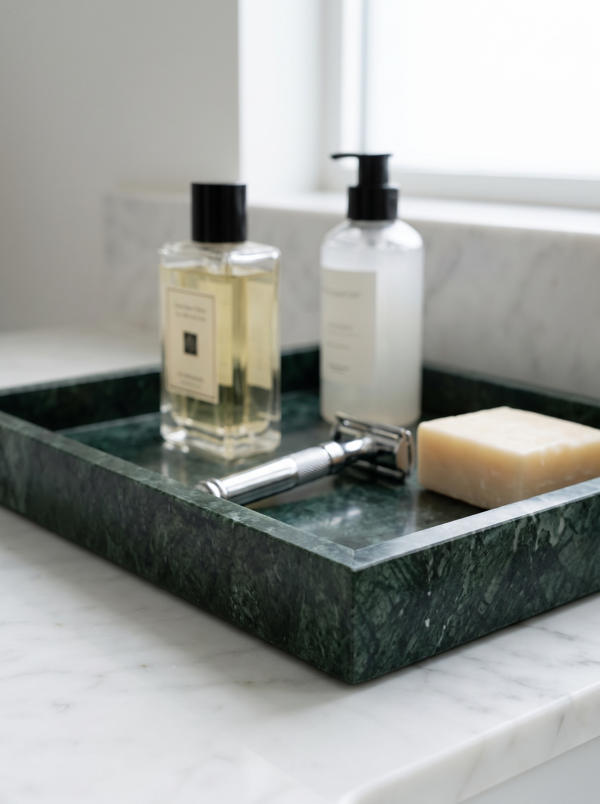 Close view of green marble veining