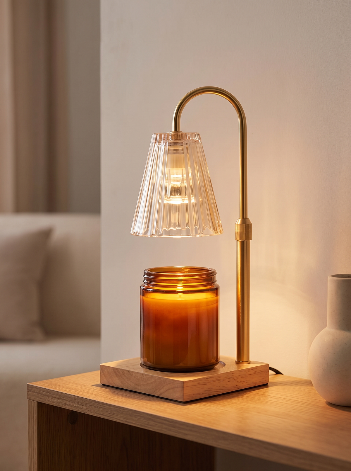 Candle warmer lamp over a large jar candle