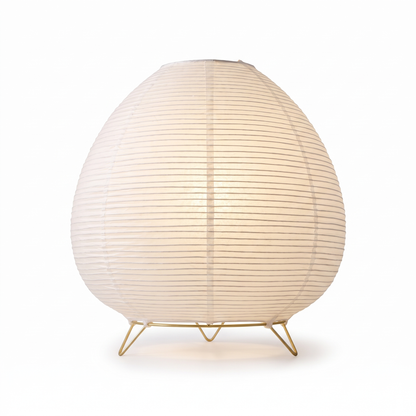 Rice paper lantern table lamp on a white background
