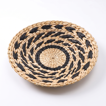 Seagrass woven wall basket on a white background